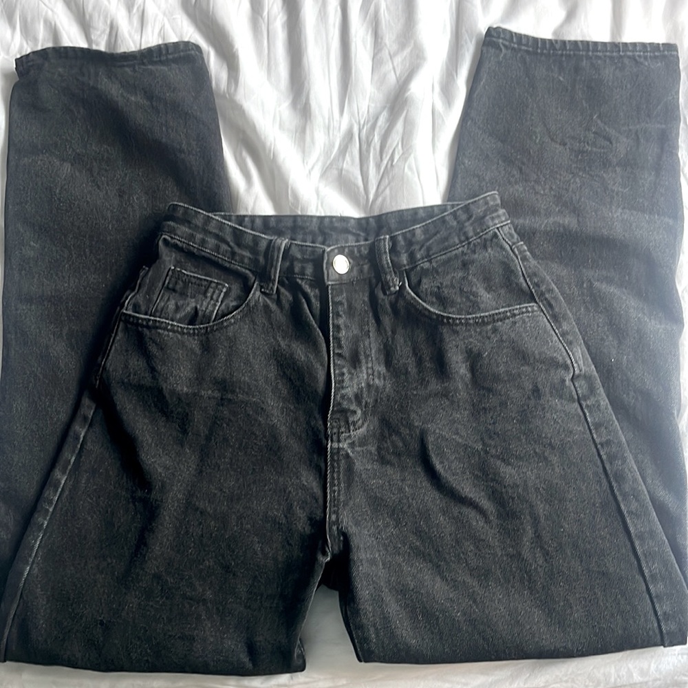High Waisted Straight Leg Ripped Jeans
